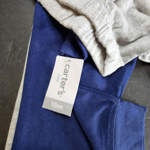 Carter's Baby Boy Pants Infant Size 18 Months Heather Gray Navy Blue Basics - Picture 4 of 4